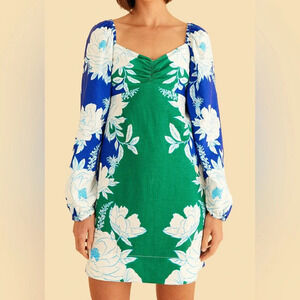 NWT Farm Rio Soft Garden Mini Dress size XXS soft garden blue 306165